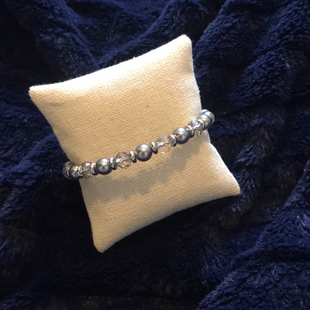 Silver colored beaded bangle